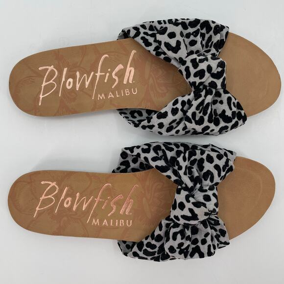 Blowfish Malibu Women's Slide Sandals Leopard Print Bow, Sz. 8 Preppy Comfort - Picture 6 of 11